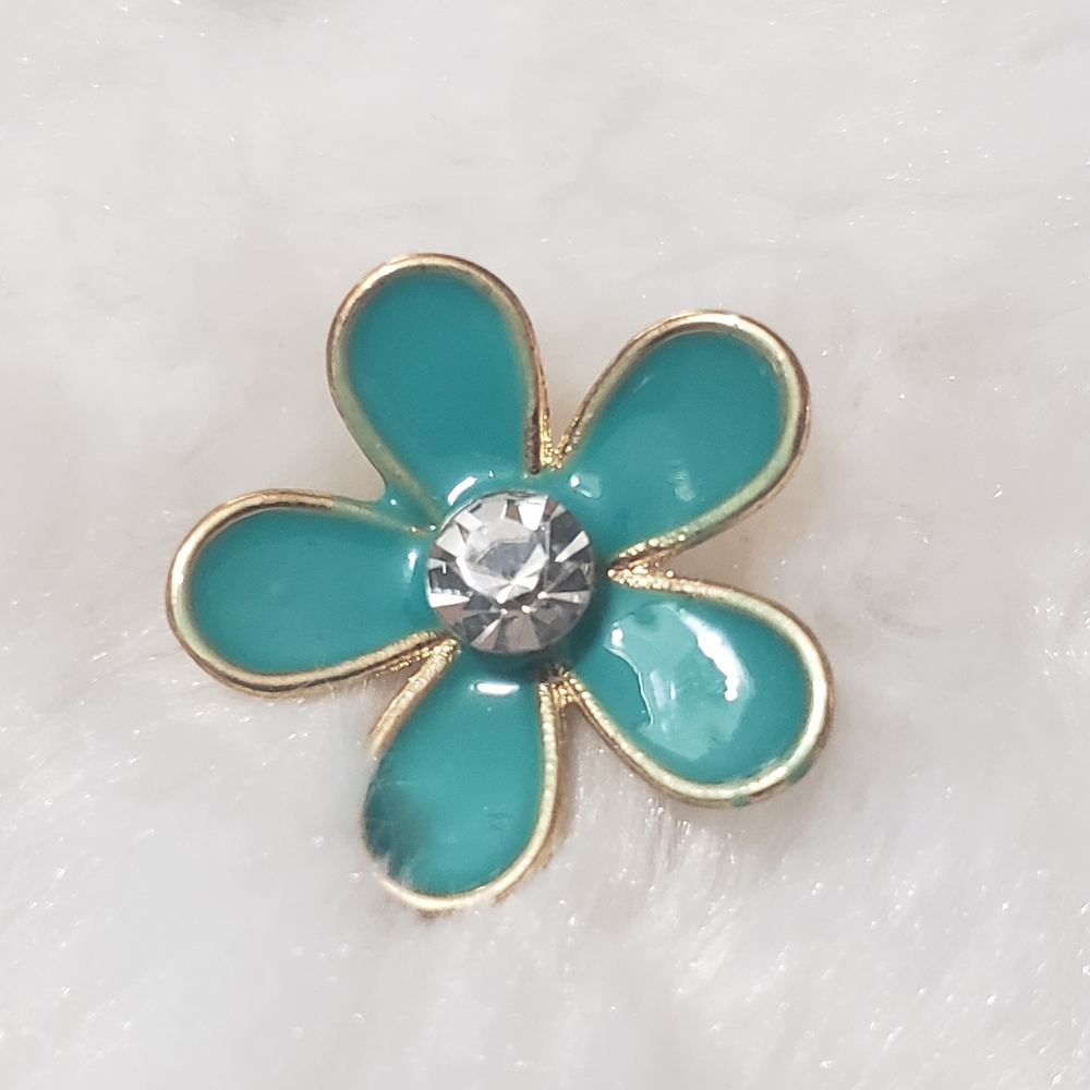 Vintage Teal Enamel Heart Pin Brooch